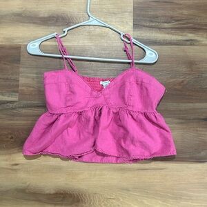 american eagle flowy pink cropped tank